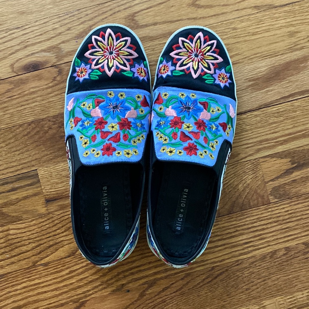 embroidered slip on shoes
